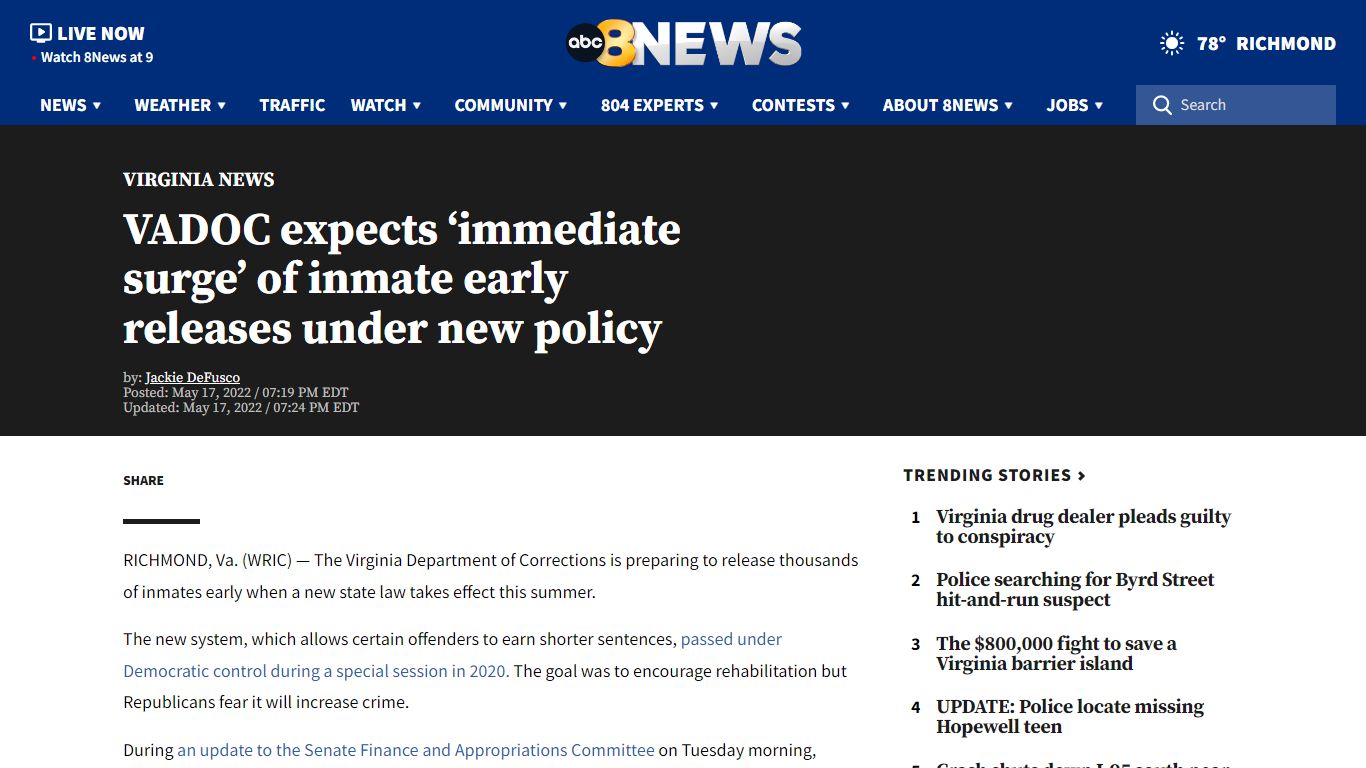 VADOC expects ‘immediate surge’ of inmate early releases under new ...