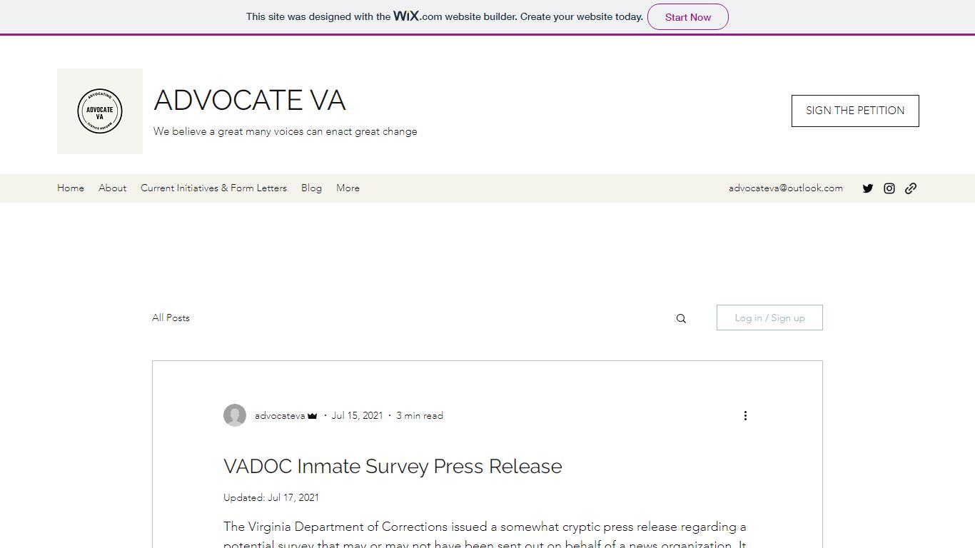 VADOC Inmate Survey Press Release - Advocate VA